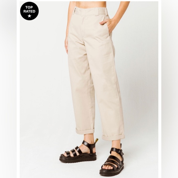 DICKIES Roll Hem Crop Wide Leg Pants - Picture 2 of 5